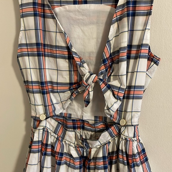 Maison Kitsune Check Bali Dress Women’s Size Small Mini Plaid Red Blue White - Picture 9 of 10